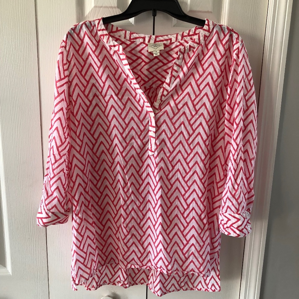 Red and White Lightweight Womens' Top by St. John's Bay, XL, VGUC